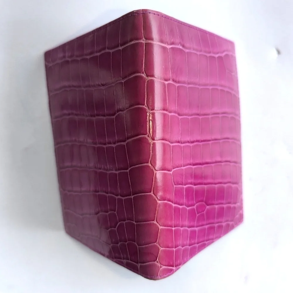 TIFFANY Fuchsia Genuine Crocodile Passport Cover And Card Holder